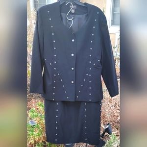 VINTAGE Dynasty ultra glam shoulder pad hour glass grommet detail slimming suit
